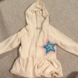 Cream Hooded Peplum Jacket with Star Appliqué - peek kids